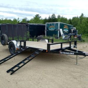 2024 PJ Trailers 7×14 Powder Coated Open Utility w/Rear Ramp Gate, ATV Side Loading Ramps | Sea Shares